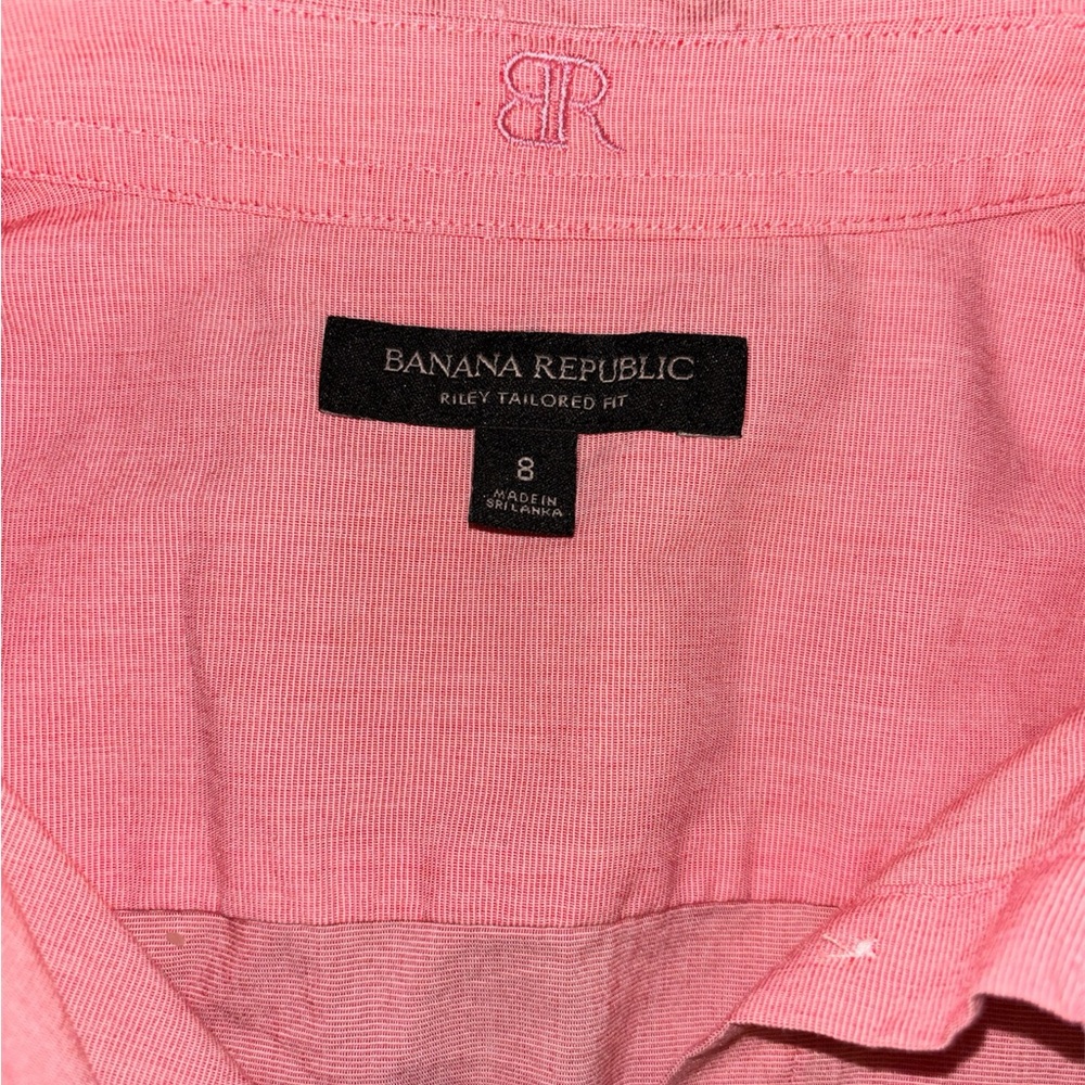 Banana Republic Button Down with Buttoned Cuffs Riley Tailored Fit Shirt Sz 8 - Picture 4 of 5